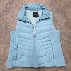 Talbots Petite Puffer Down Vest Light Blue Zip XL